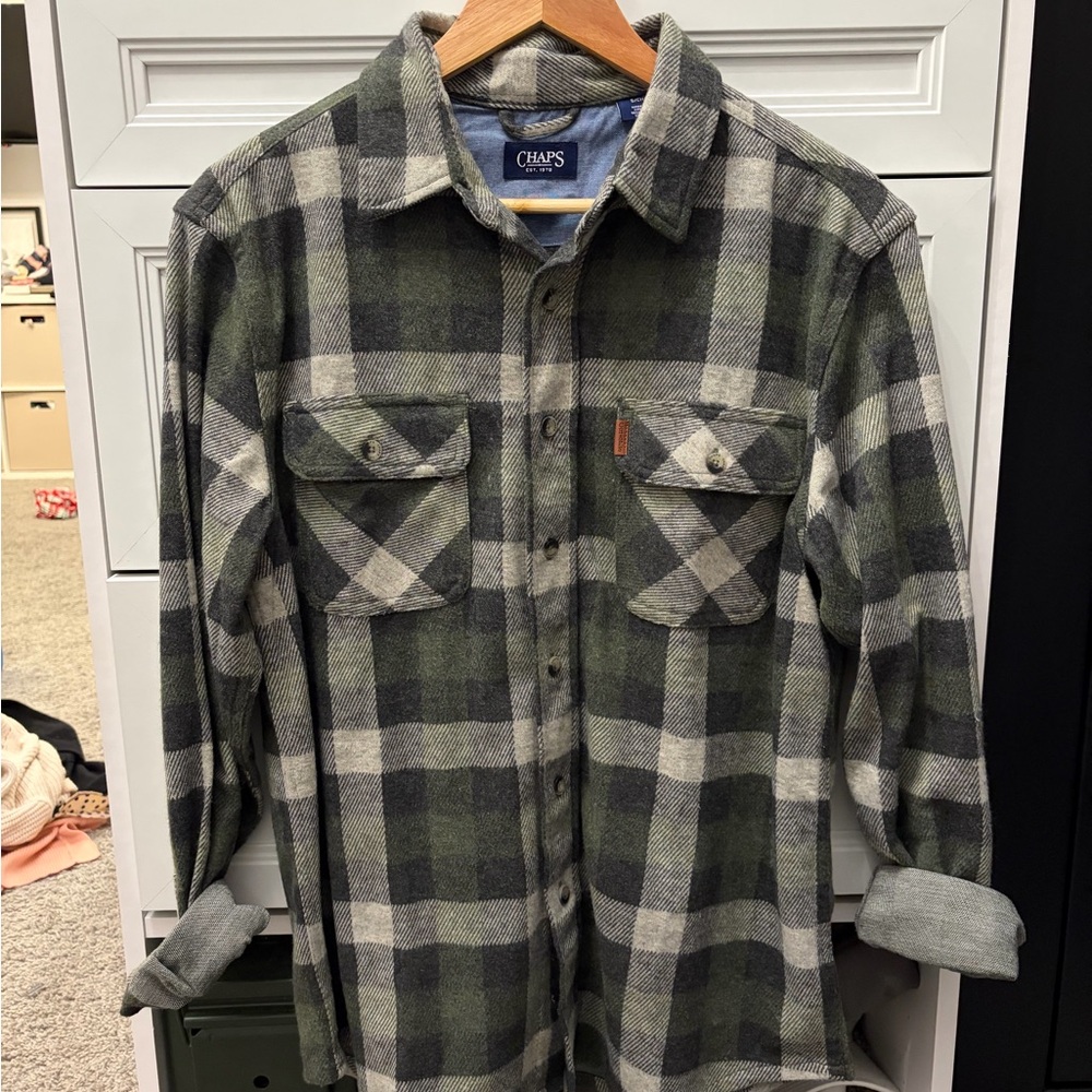 Chaps Olive Flannel Shirt Jacket